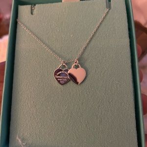 BRAND NEW 18inc Tiffany and co silver Double Heart Tag Pendant.